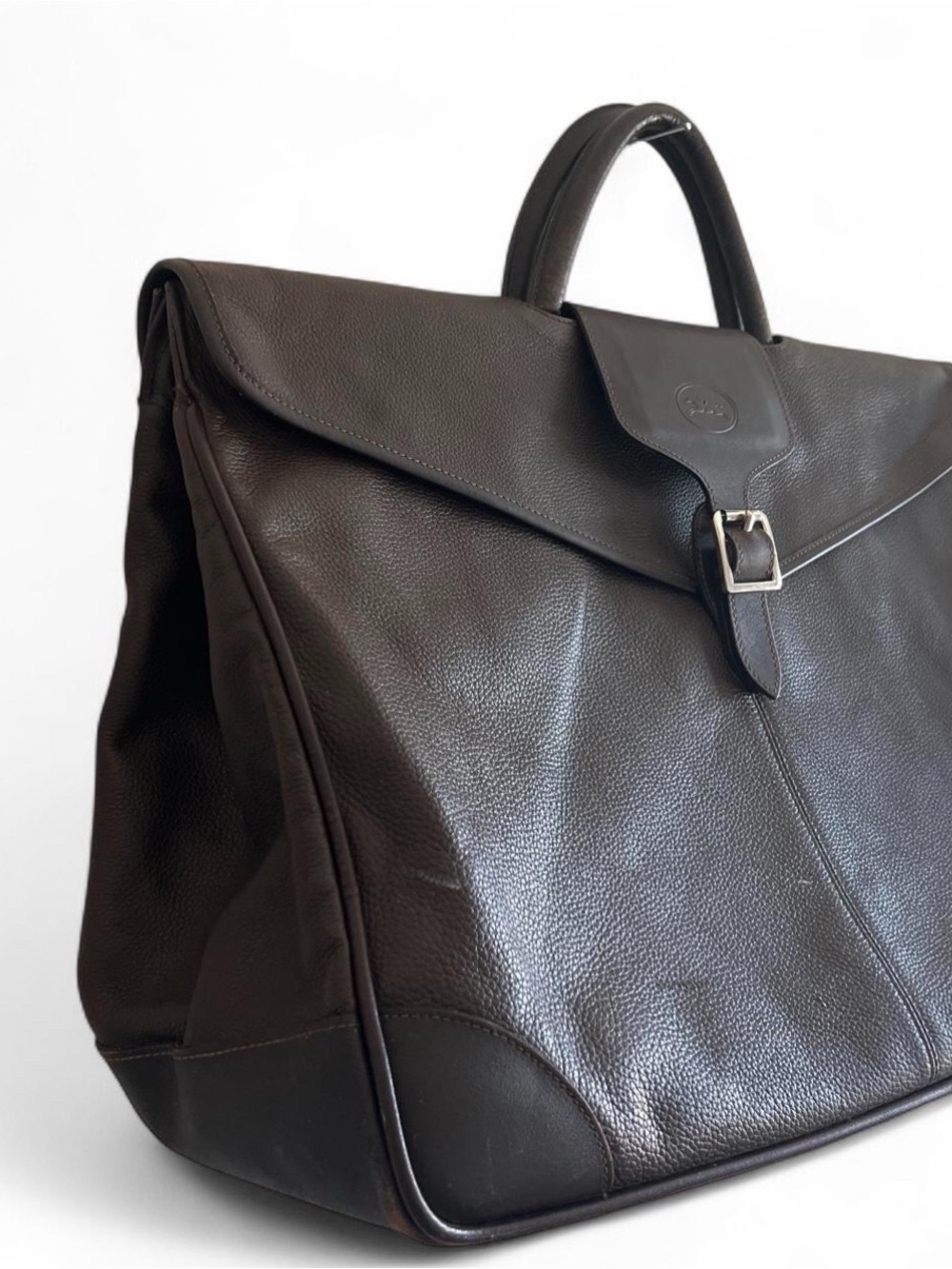 Vintage Longchamp Brown Leather Briefcase with pebbled texture #business #profe - Picture 2 of 7
